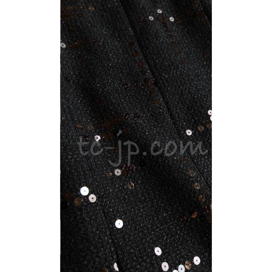 シャネル スカート CHANEL ブラック ルサージュ スパンコール コットン ウール カール・ラガーフェルド 貴重 超美品 34 40の画像