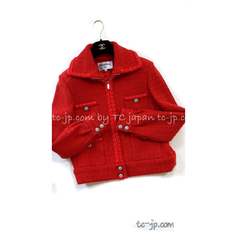 CHANEL（シャネル） ジャケット コーラル レッド ジッパー ウール