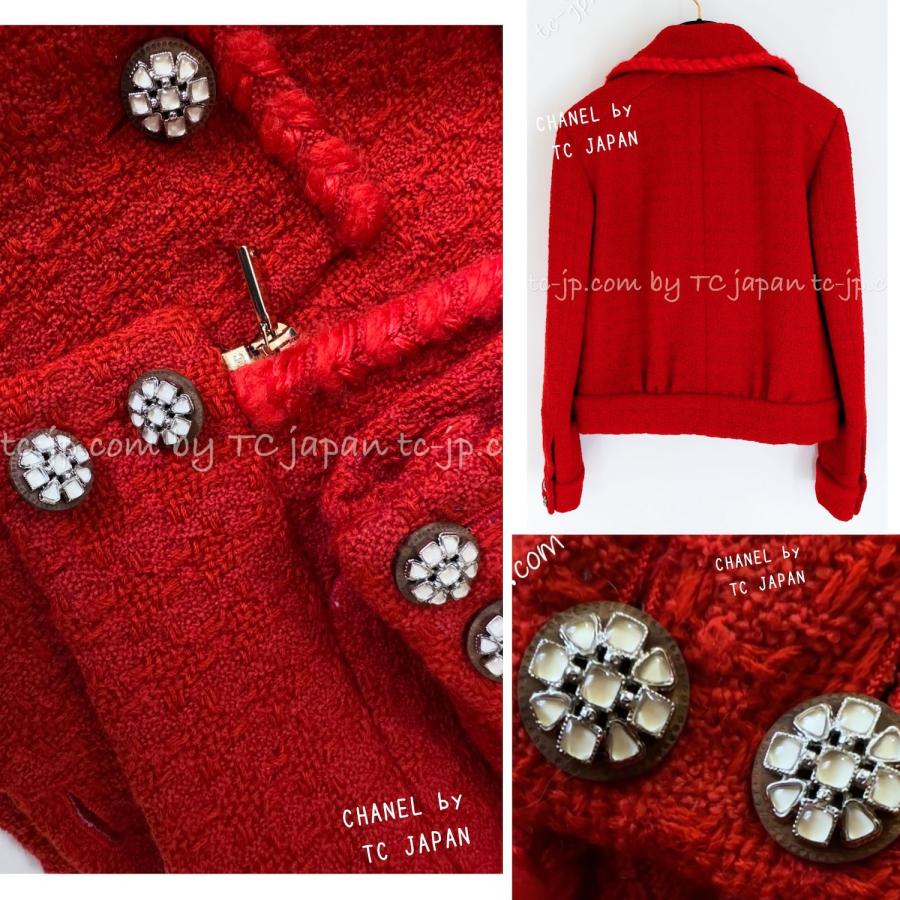 CHANEL（シャネル） ジャケット コーラル レッド ジッパー ウール