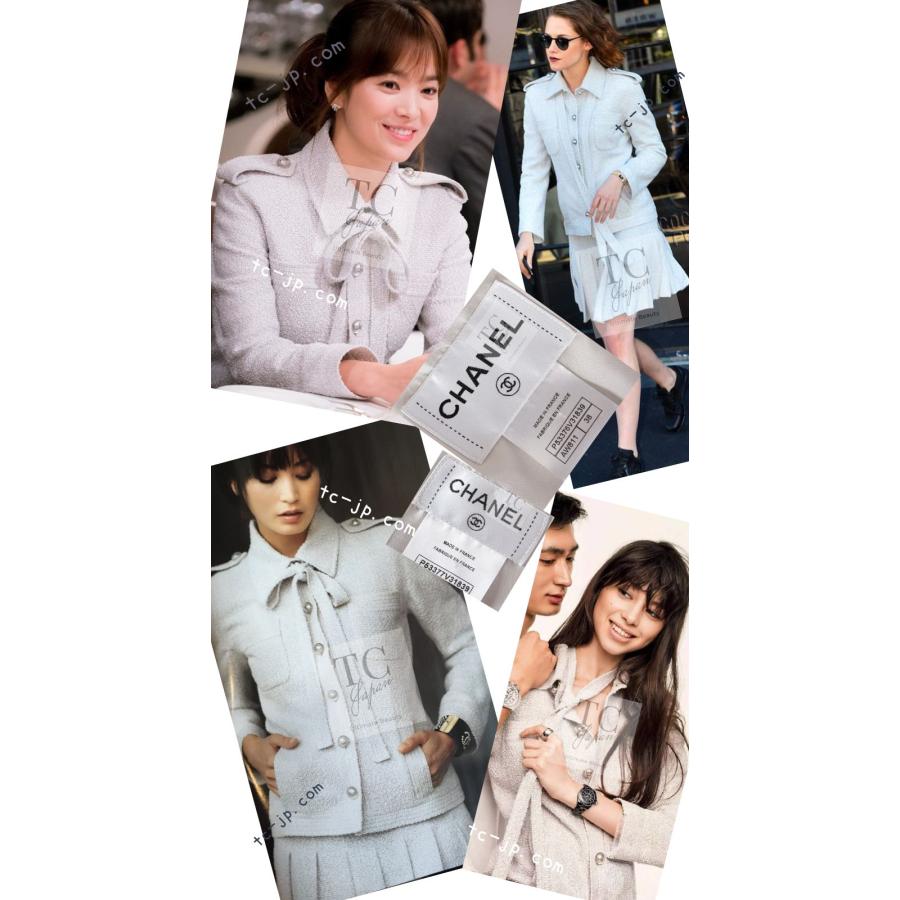 CHANEL セットアップ 美品 CHANEL（シャネル） セットアップ スーツ ライトグレー リボン