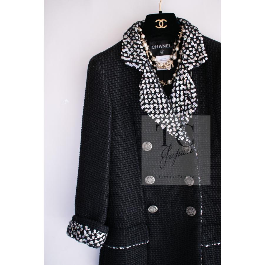 CHANEL ツイード テーラードジャケット ウール シルク スパンコール CHANEL（シャネル） ジャケット CHANEL 100万 ブラック シルク ウール