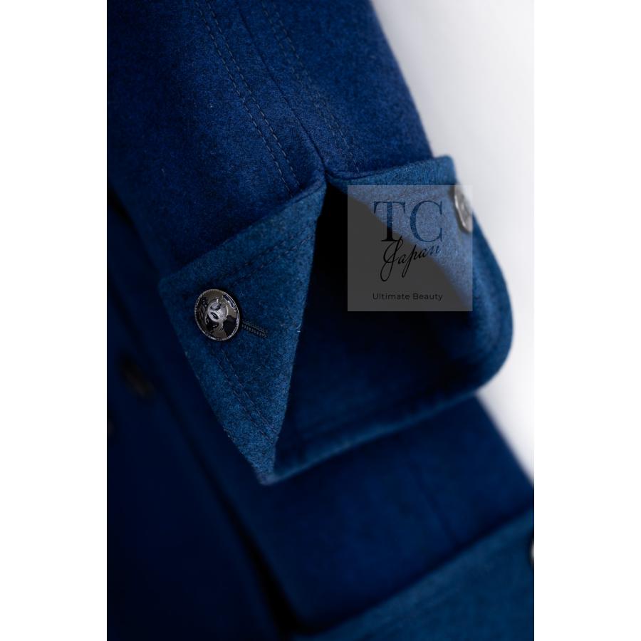 【美品】シャネル ウールショールカラーコート ネイビー サイズM tcjapan_chanel0200002576