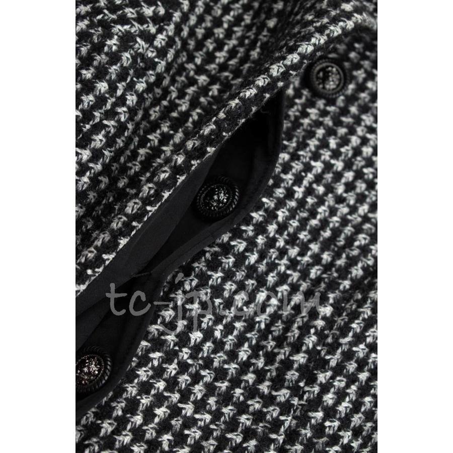 CHANEL シャネル コート ブラック ホワイト ウール シルク ラマ