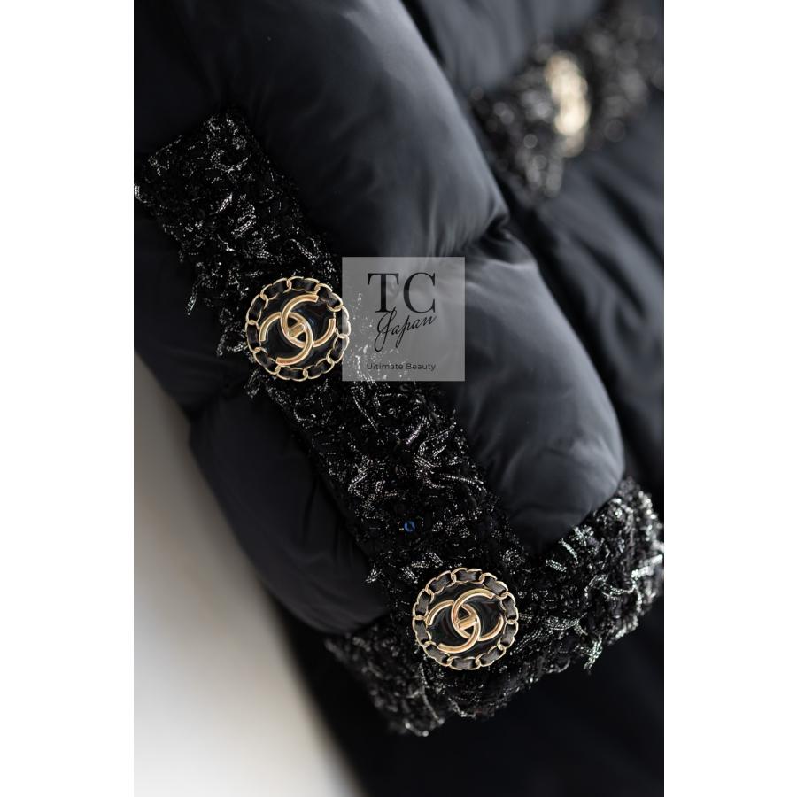 r*e様 【希少】 CHANEL シャネル ココボタン ナイロン ミドルコート CHANEL（シャネル） コート CHANEL 67万 ブラック メタリック トリム