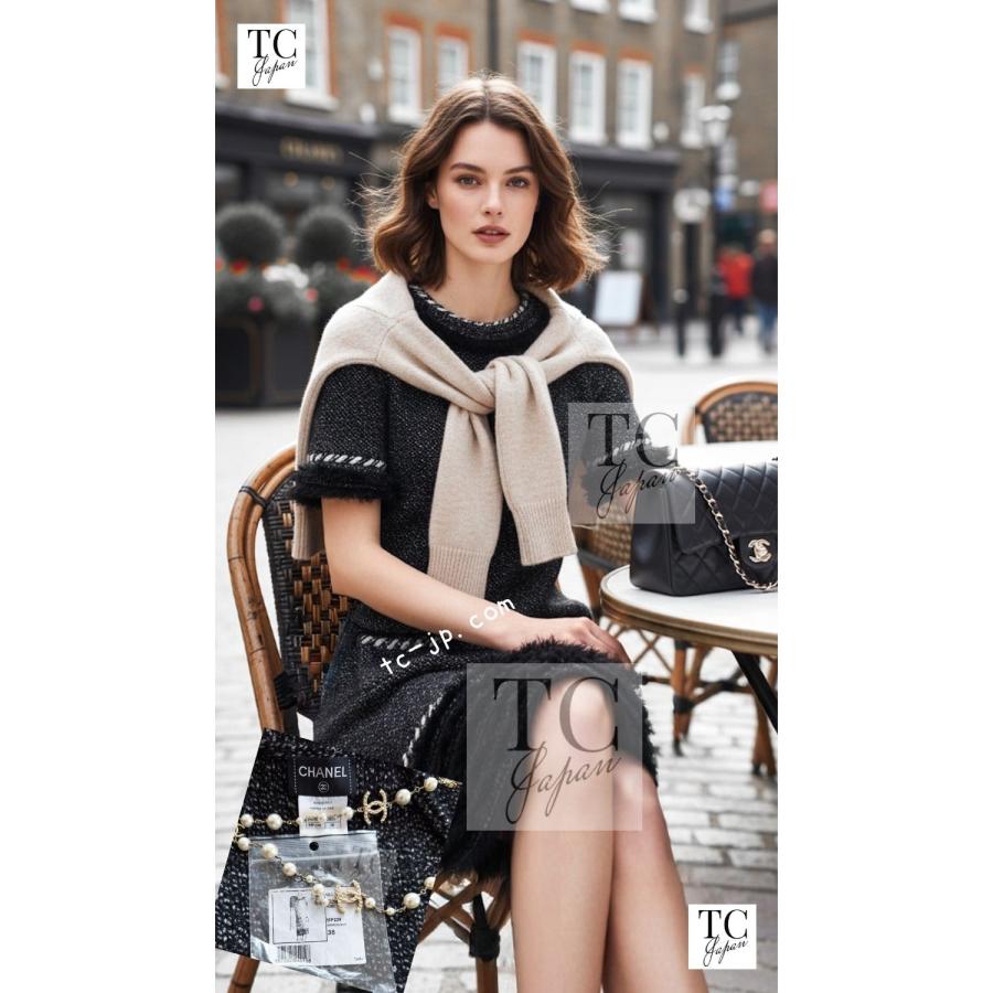 CHANEL ヴィンテージ ムートン シープスキン ワンピース フランス製 38 CHANEL（シャネル） ワンピース ブラック ファー トリム カシミヤ