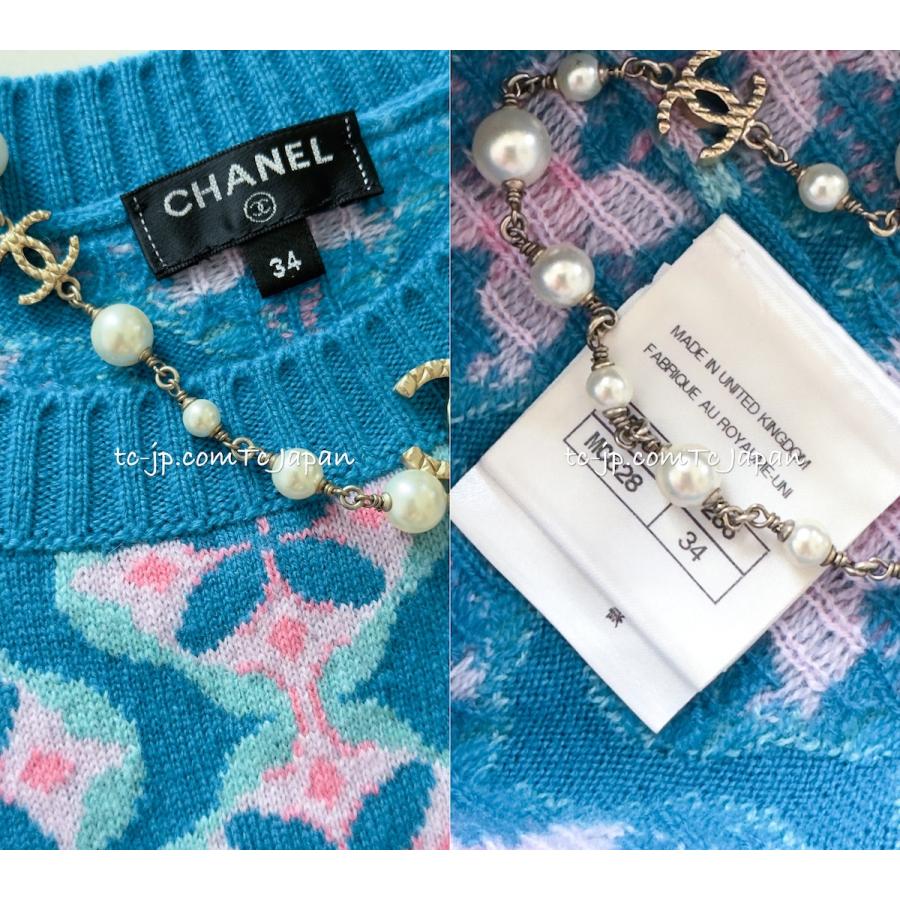 CHANEL シャネル ワンピース ブルー マルチカラー カシミア CHANEL シャネル ワンピース ブルー マルチカラー カシミア