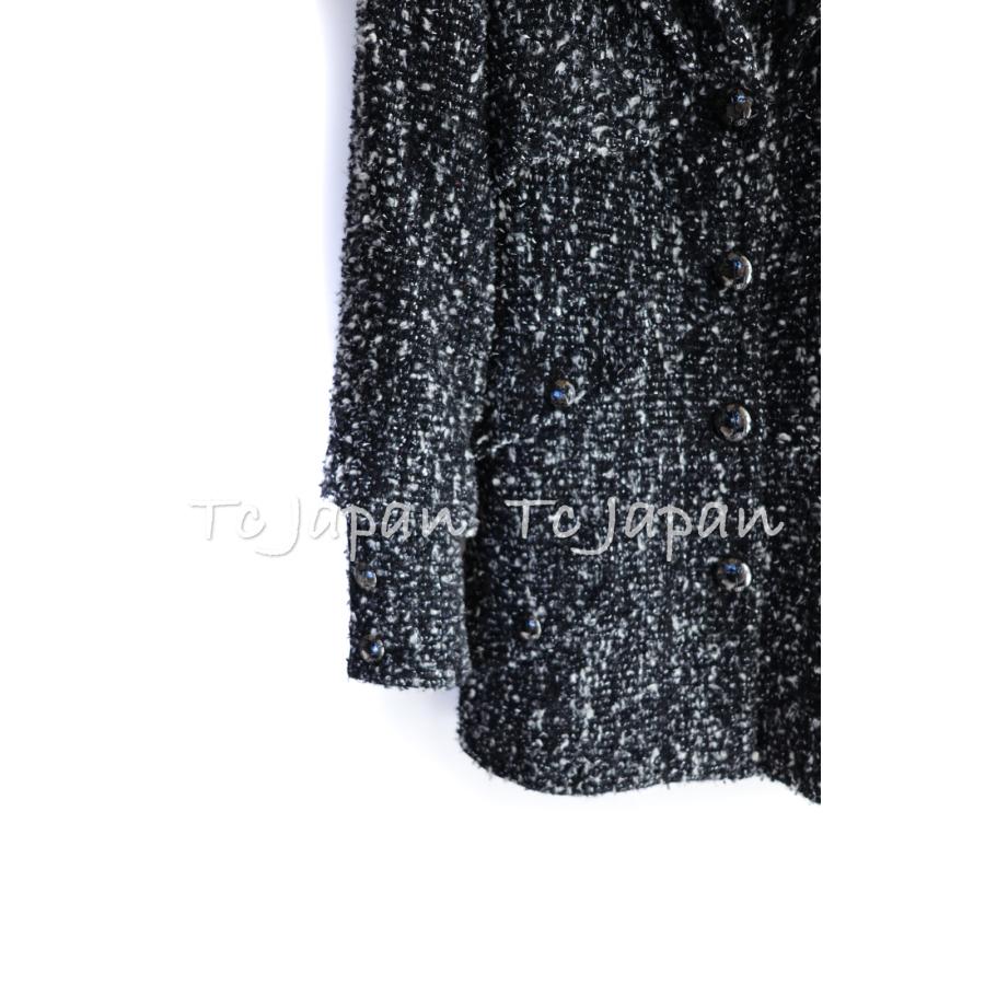 シャネル ジャケット コート CHANEL ブラック アイボリー ミックス 