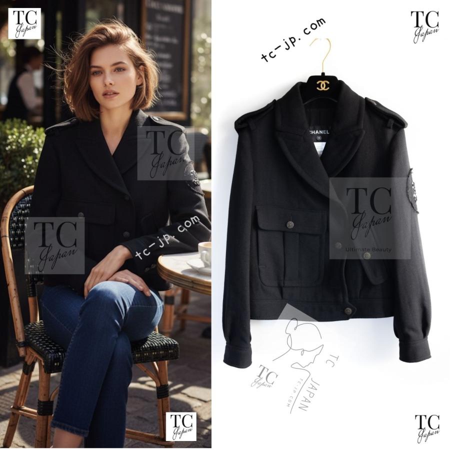CHANEL（シャネル） ブルゾン ジャケット ブラック CC ロゴ ライダース 