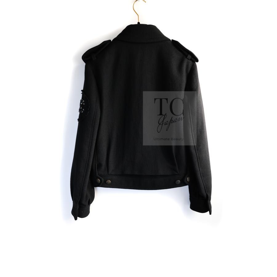 CHANEL - シャネル ブルゾン ジャケット CHANEL ブラック CC ロゴ ライダース 腕 CCロゴアップリケ 人気アイテム 超美品 40 CHANEL（シャネル） ブルゾン ジャケット ブラック CC ロゴ ライダース