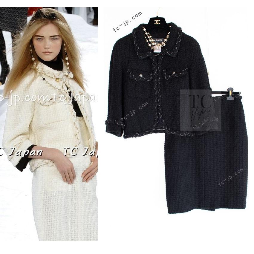 CHANEL シャネル ジャケット スーツ ブラック ブレイド トリム  