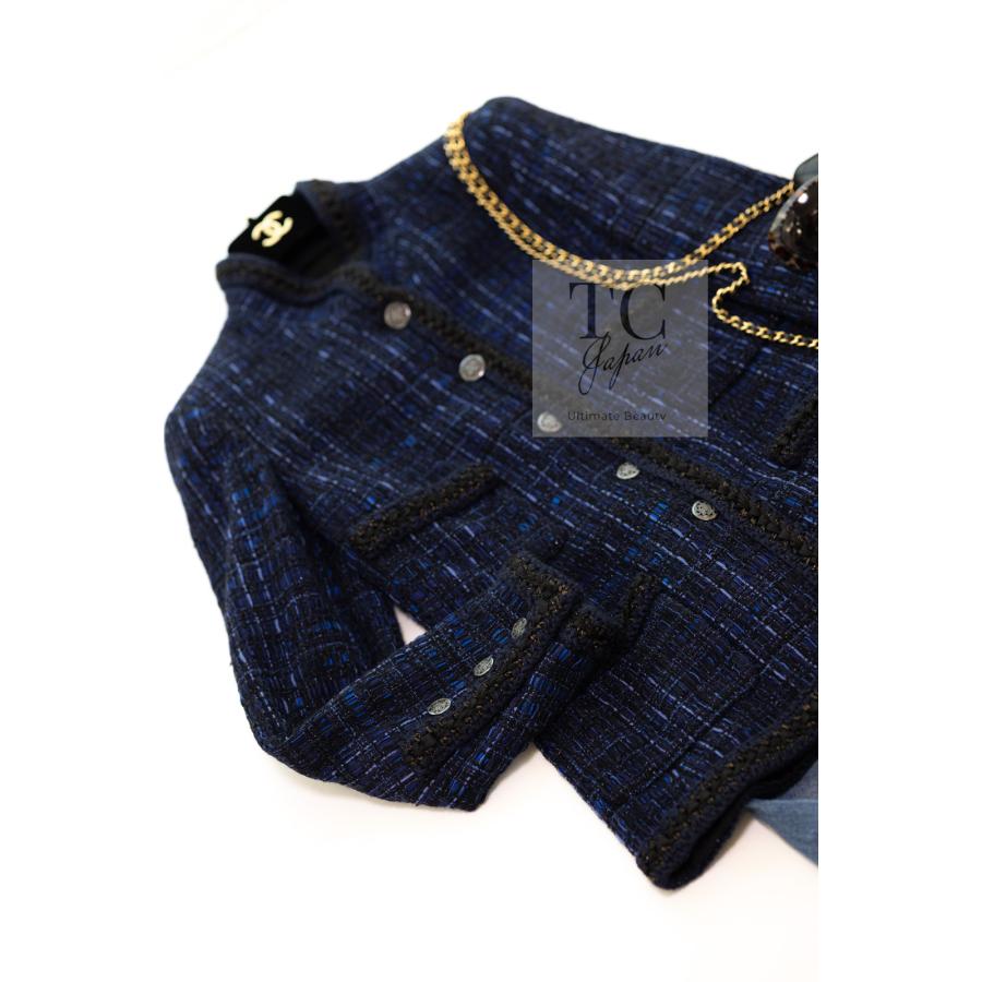 CHANEL シャネル ジャケット ネイビー ブラック 黒 紺 コットン CHANEL シャネル ジャケット ネイビー ブラック 黒 紺 コットン