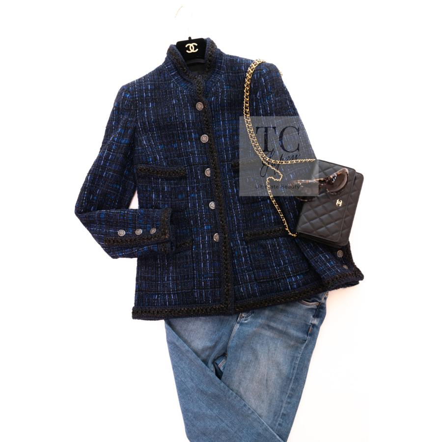 CHANEL シャネル ジャケット ネイビー ブラック 黒 紺 コットン CHANEL シャネル ジャケット ネイビー ブラック 黒 紺 コットン