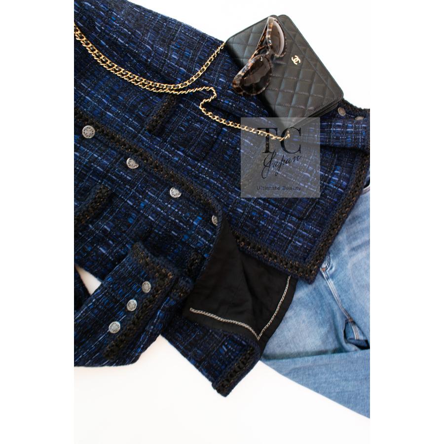 CHANEL シャネル ジャケット ネイビー ブラック 黒 紺 コットン CHANEL シャネル ジャケット ネイビー ブラック 黒 紺 コットン