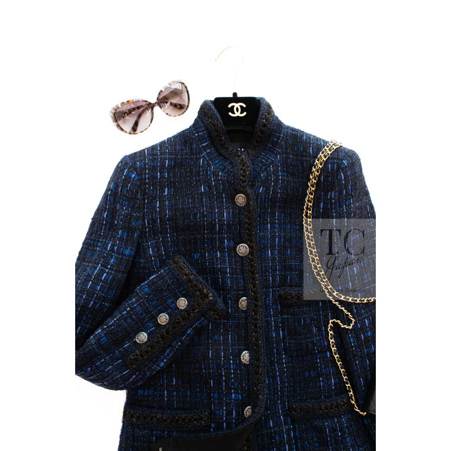 CHANEL シャネル ジャケット ネイビー ブラック 黒 紺 コットン CHANEL シャネル ジャケット ネイビー ブラック 黒 紺 コットン