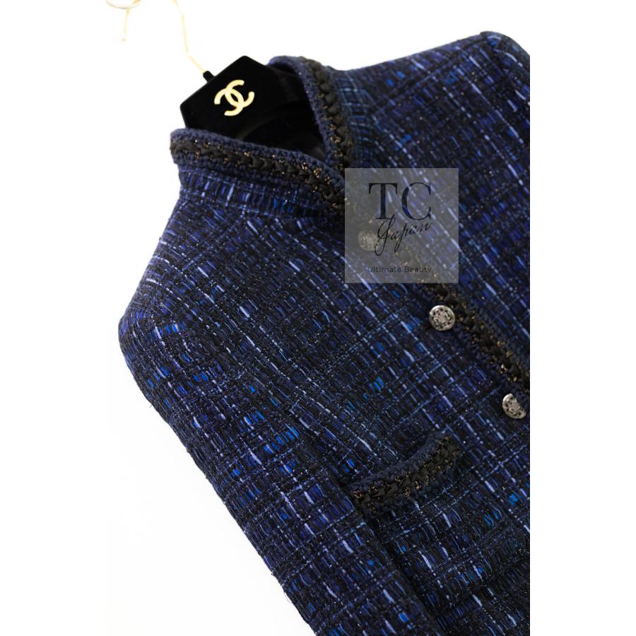 CHANEL シャネル ジャケット ネイビー ブラック 黒 紺 コットン CHANEL シャネル ジャケット ネイビー ブラック 黒 紺 コットン