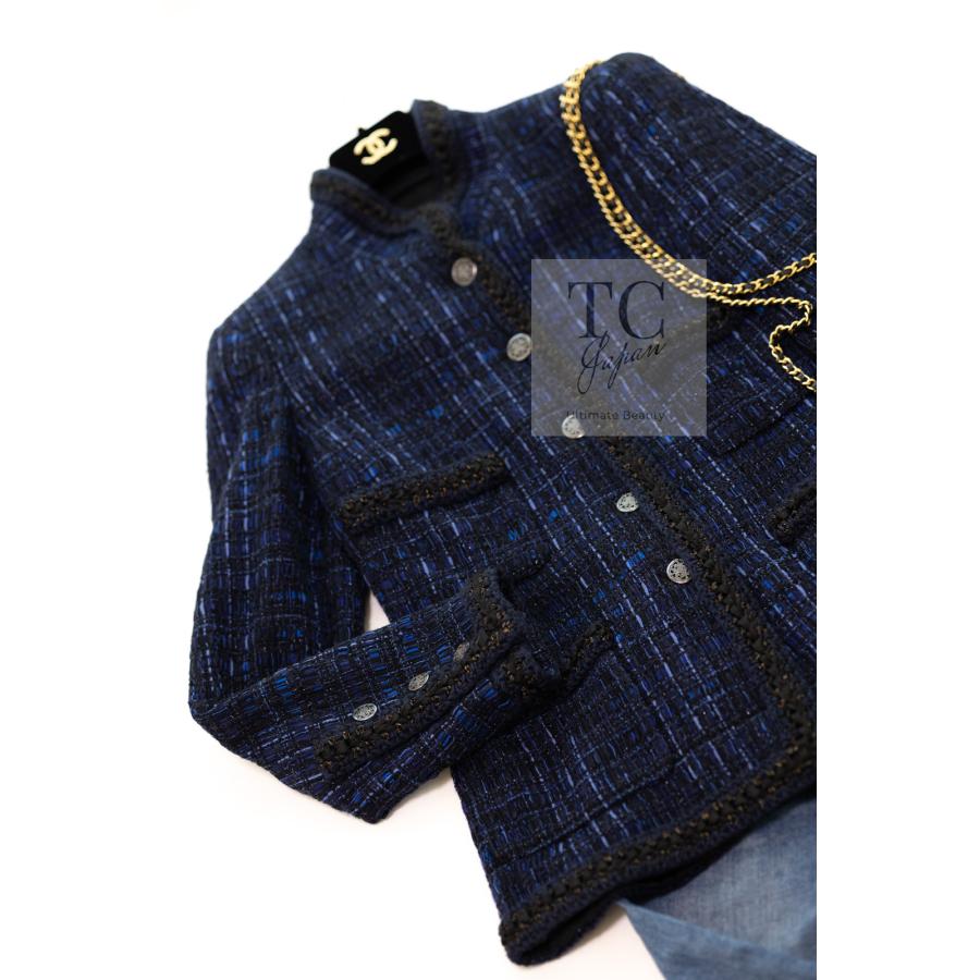 CHANEL シャネル ジャケット ネイビー ブラック 黒 紺 コットン CHANEL シャネル ジャケット ネイビー ブラック 黒 紺 コットン