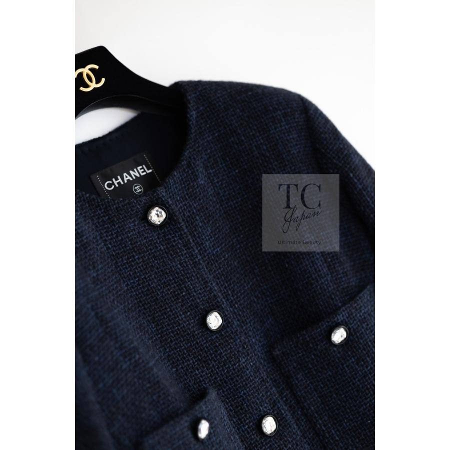 CHANEL（シャネル） ジャケット ブラック ネイビー クリスタル CC ロゴ