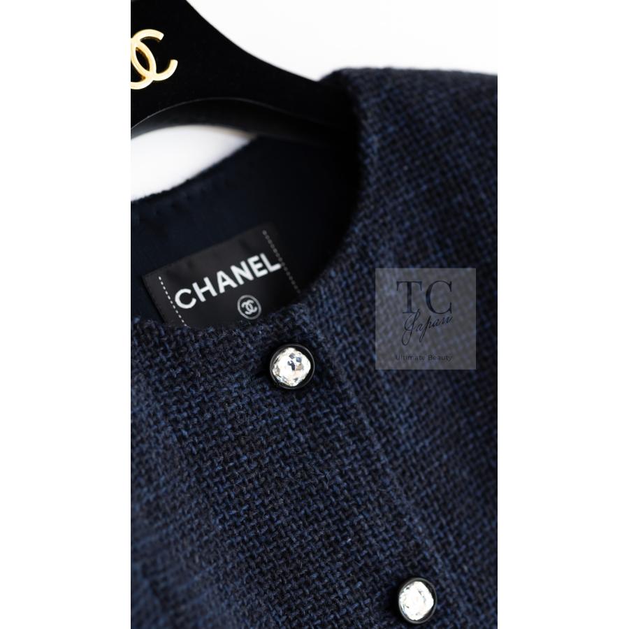 CHANEL（シャネル） ジャケット ブラック ネイビー クリスタル CC ロゴ