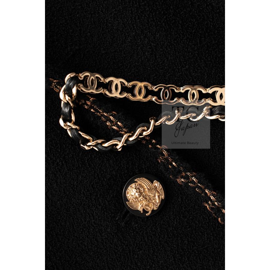 ✨希少・美品✨シャネル ウールジャケット 95C ココボタン ゴールド L 黒 CHANEL（シャネル） ジャケット ブラック ゴールド ライン トリム