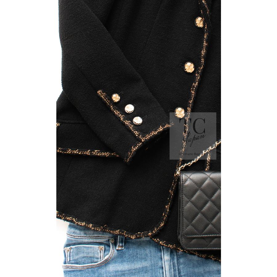 シャネル34ブラックワイドレッグデニム ゴールドボタン2020年 シャネル34ブラックワイドレッグデニム ゴールドボタン2020年