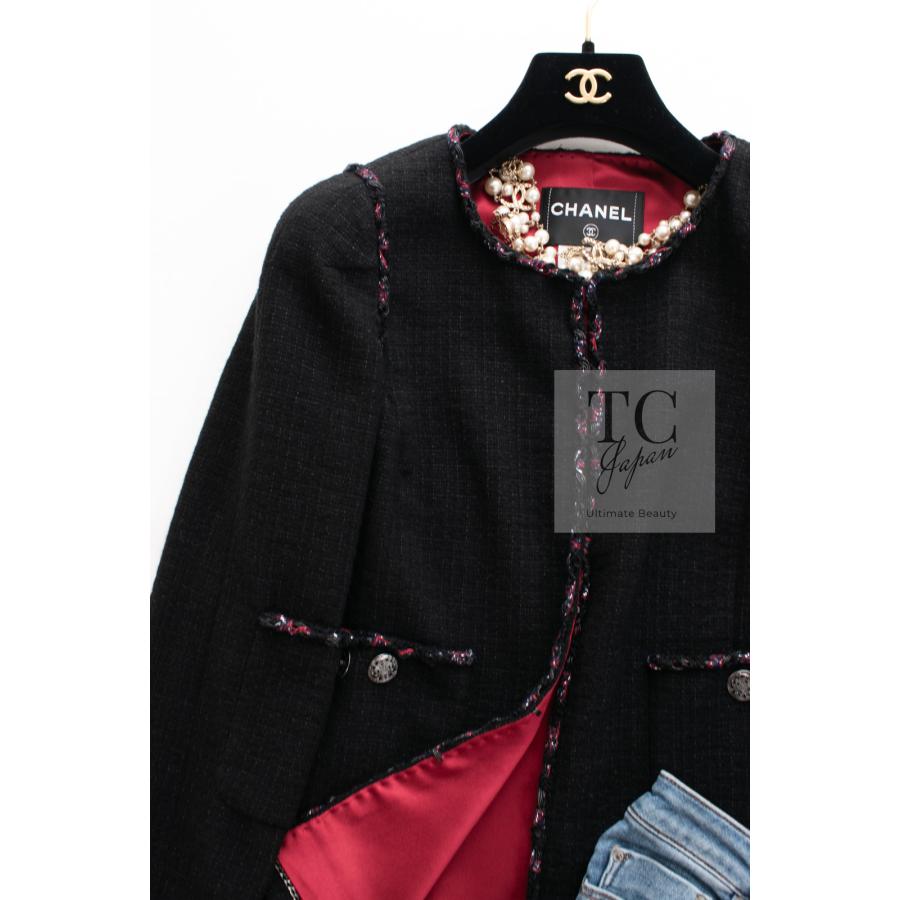 CHANEL（シャネル） ジャケット 黒 ブラック レッド ウール ツイード