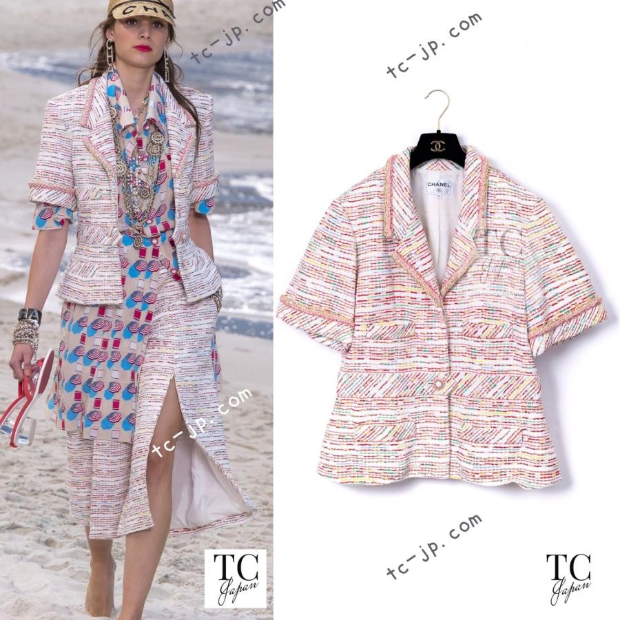 CHANEL（シャネル） ジャケット ホワイト レッド コットン ツイード