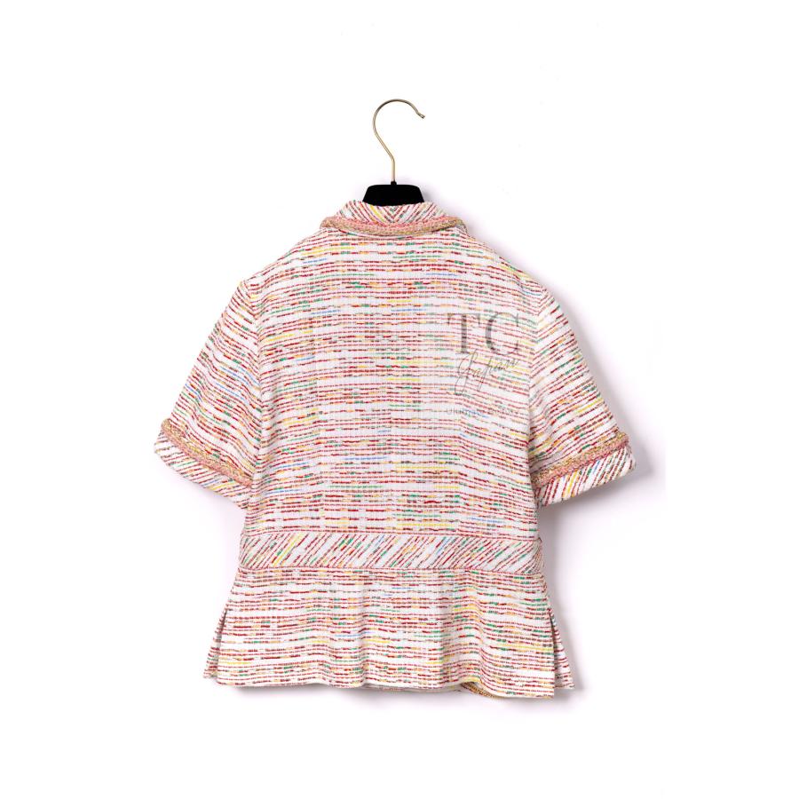 CHANEL（シャネル） ジャケット ホワイト レッド コットン ツイード