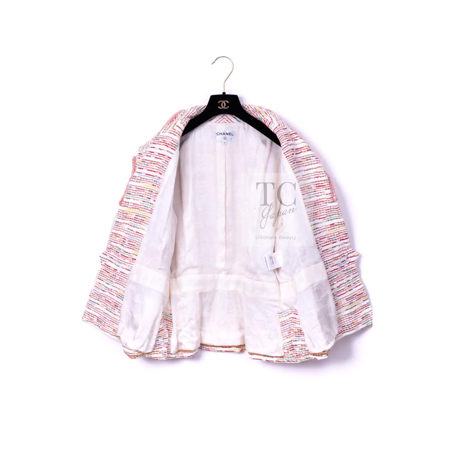 CHANEL（シャネル） ジャケット ホワイト レッド コットン ツイード