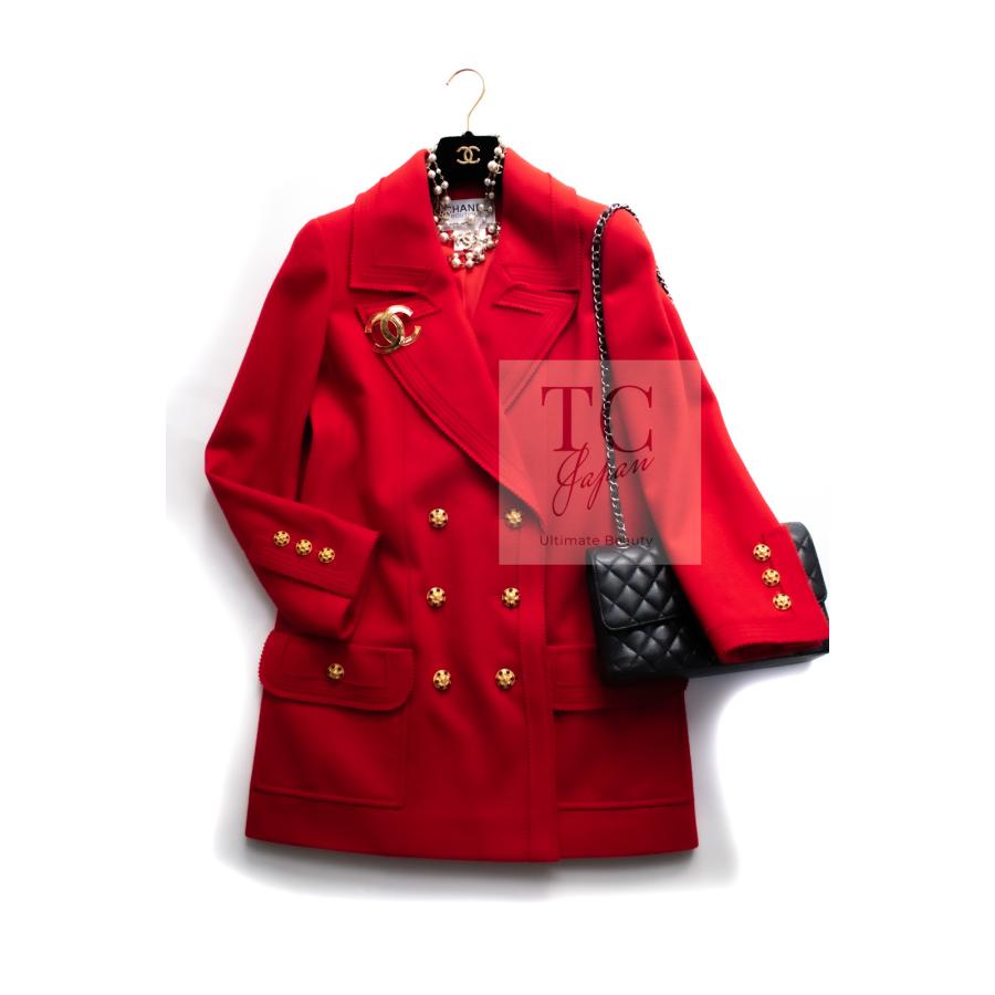 CHANEL シャネル コート ヴィンテージ レッド グリポア 宝石 CHANEL シャネル コート ヴィンテージ レッド グリポア 宝石
