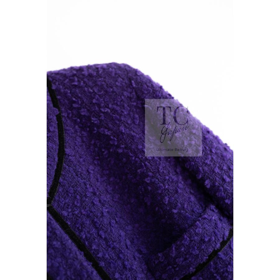 シャネル ジャケット スーツ CHANEL ヴィンテージ プラム パープル ウール ツイード スカート 貴重 カールラガーフェルド ランウェイ 美品 38 40 42 CHANEL - シャネル ジャケット スーツ CHANEL ヴィンテージ プラム