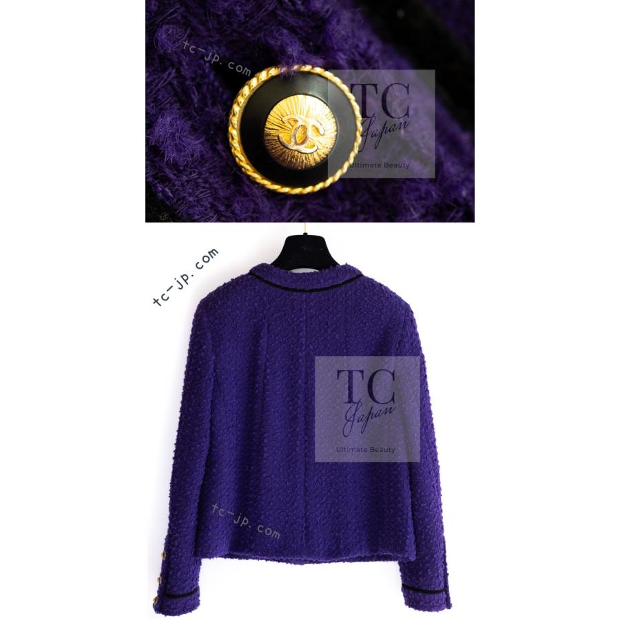 シャネル ジャケット スーツ CHANEL ヴィンテージ プラム パープル ウール ツイード スカート 貴重 カールラガーフェルド ランウェイ 美品 38 40 42 CHANEL - シャネル ジャケット スーツ CHANEL ヴィンテージ プラム