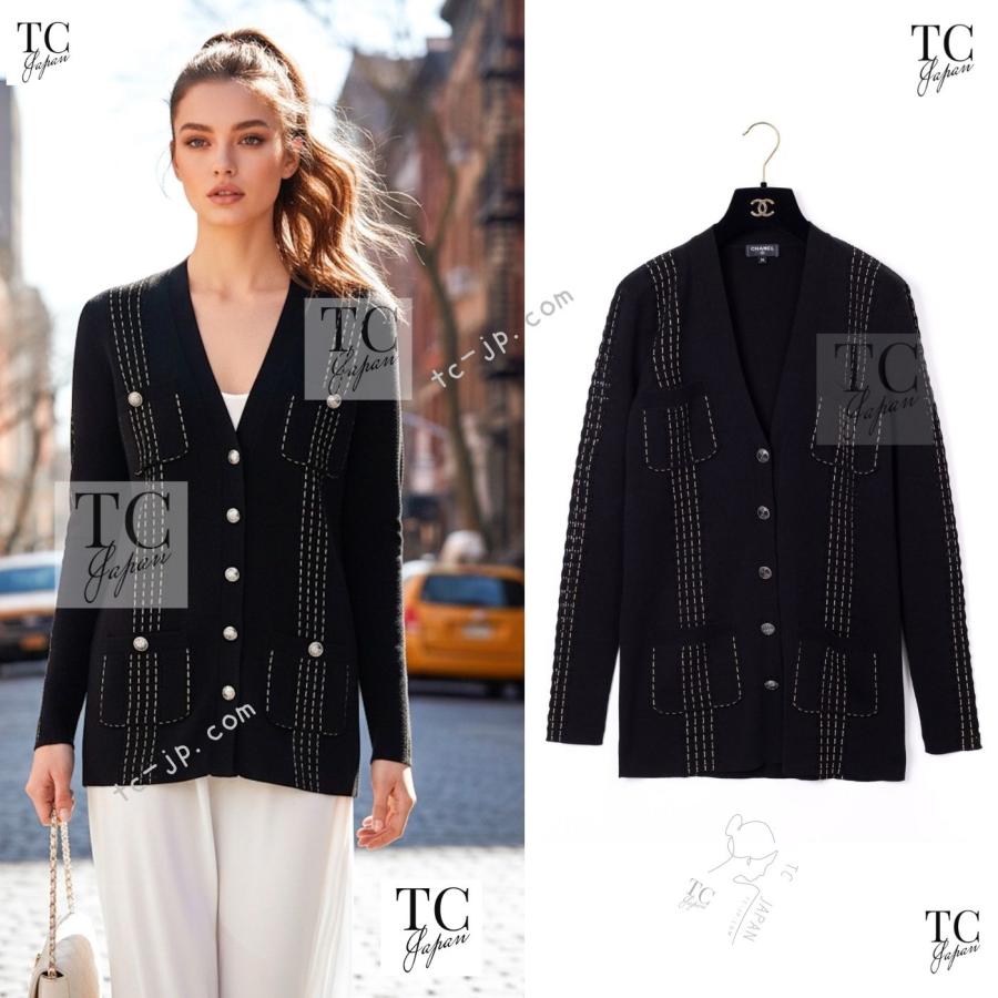 CHANEL（シャネル） カーディガン ブラック ベージュ コットン ロング 