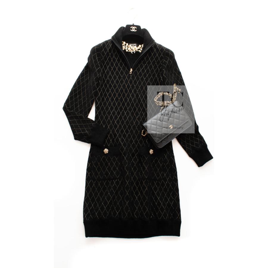 CHANEL シャネル ワンピース ブラック ゴールド No.5 ロゴ