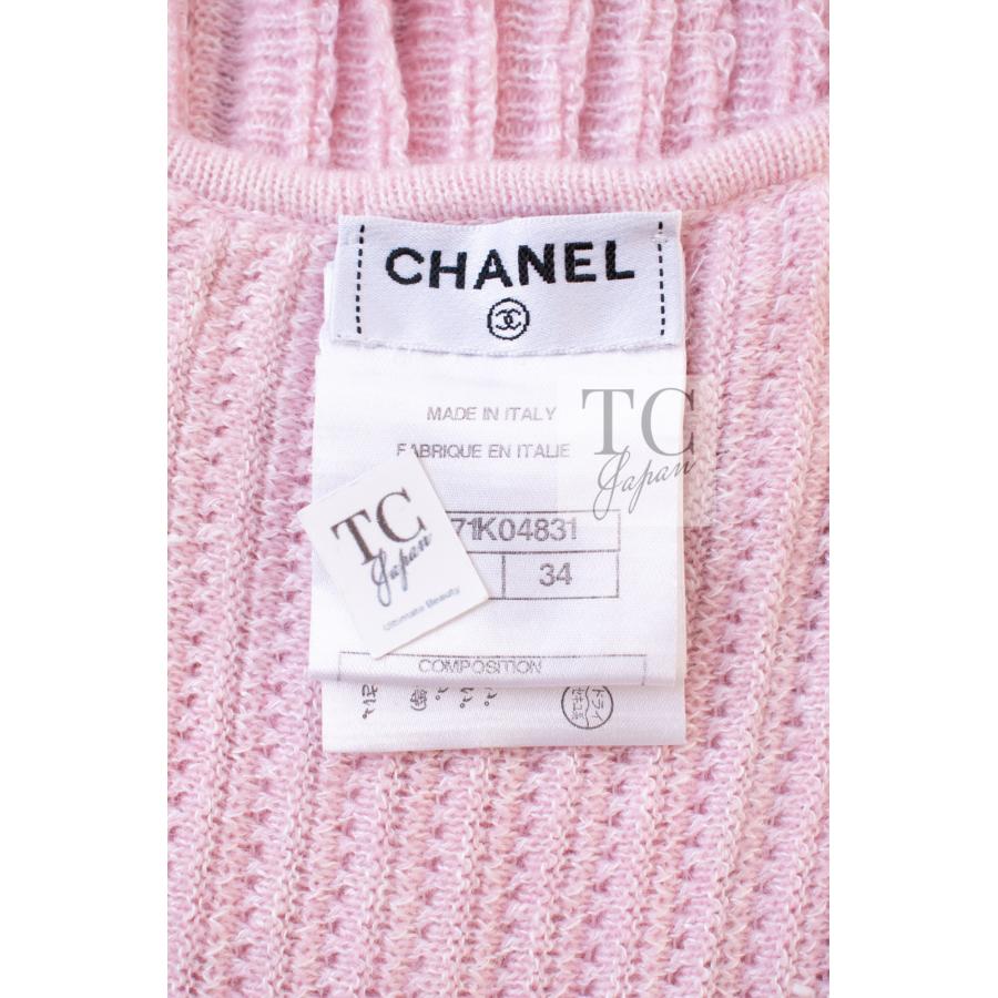 シャネル ワンピース CHANEL ピンク カシミア Aライン ニット ココマーク カール・ラガーフェルド 46万 超美品 34の画像