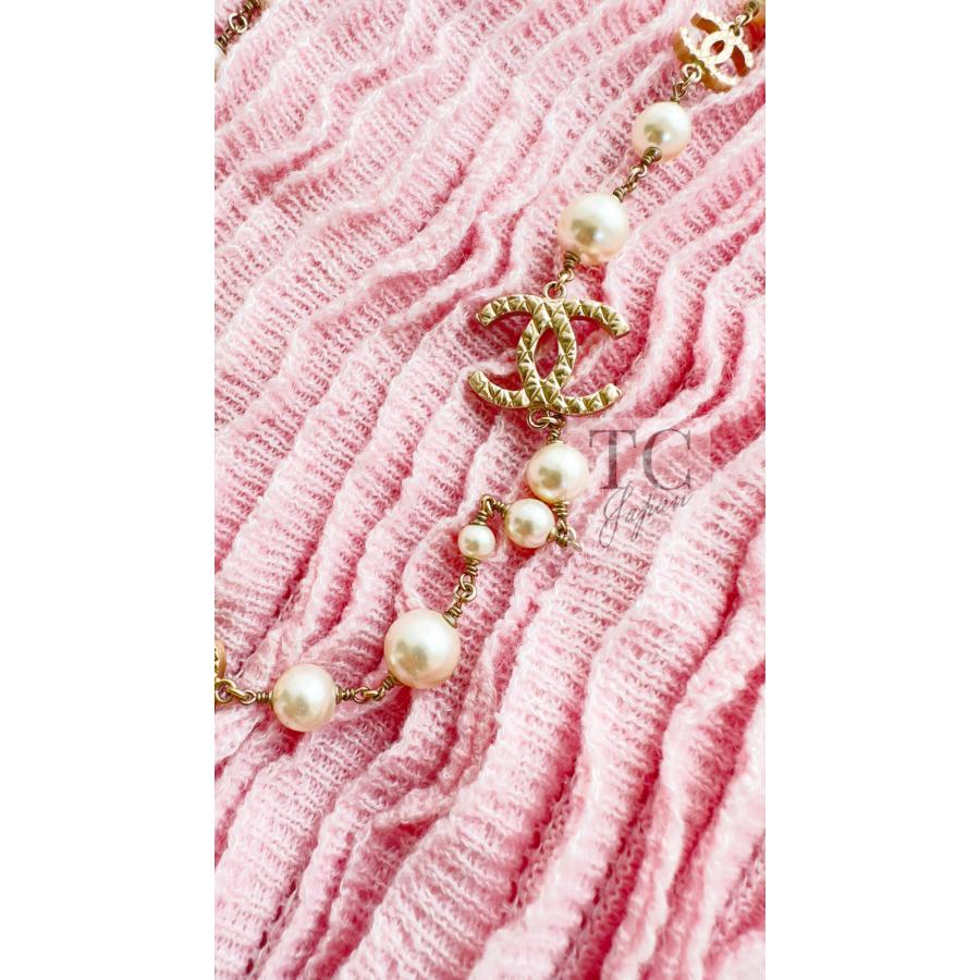 シャネル ワンピース CHANEL ピンク カシミア Aライン ニット ココマーク カール・ラガーフェルド 46万 超美品 34の画像