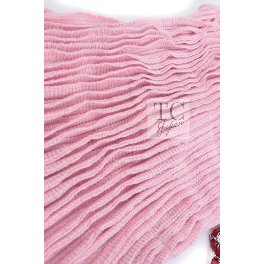 シャネル ワンピース CHANEL ピンク カシミア Aライン ニット ココマーク カール・ラガーフェルド 46万 超美品 34の画像