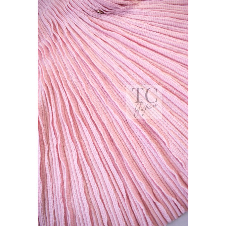 シャネル ワンピース CHANEL ピンク カシミア Aライン ニット ココマーク カール・ラガーフェルド 46万 超美品 34の画像