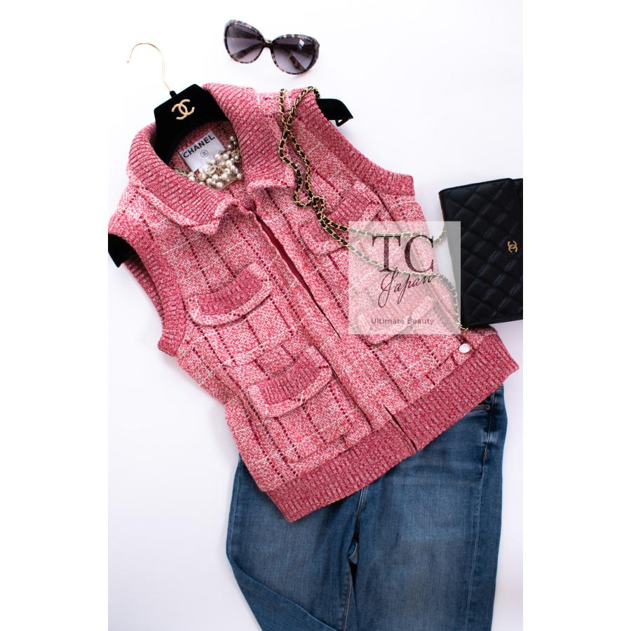 CHANEL（シャネル） ベスト トップス レッド リネン ツイード