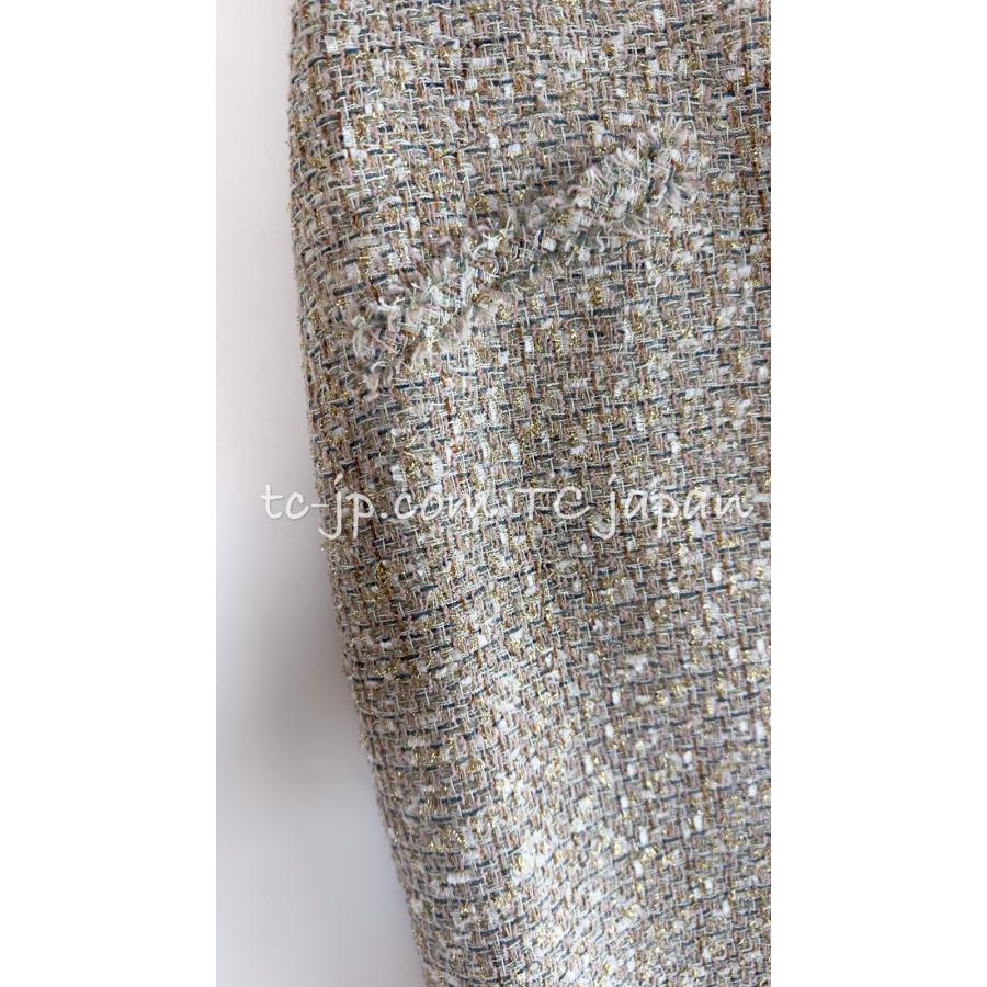 シャネル スカート CHANEL ベージュ メタリック コットン ルサージュ 春夏 サマー ツイード 貴重 レア 超美品 44 カールラガーフェルドの画像