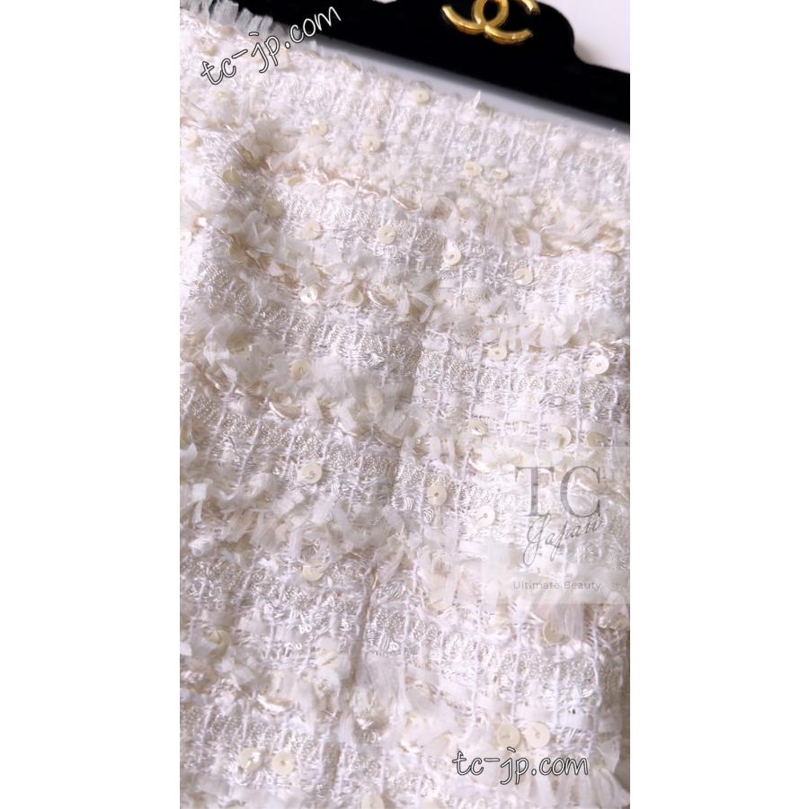 シャネル スカート CHANEL アイボリー スパコール 美人見え ルサージュ ツイード カール・ラガーフェルド作 超美品 42 44の画像