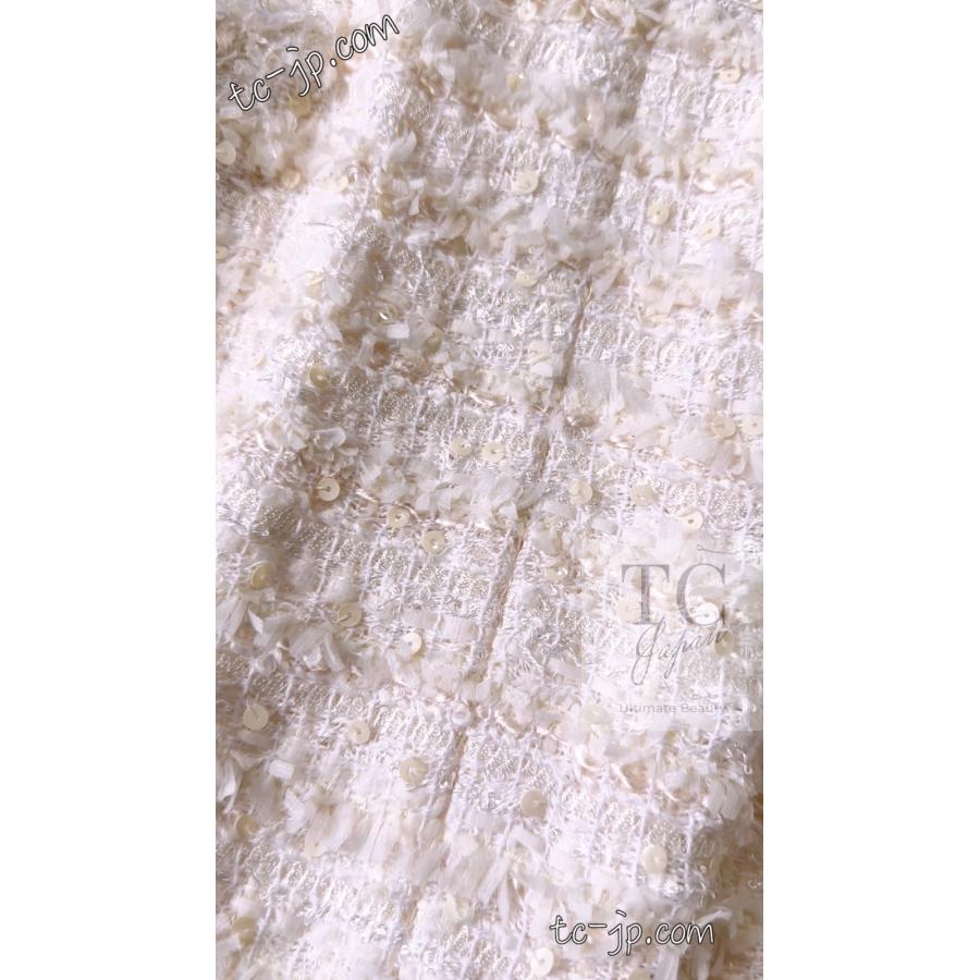 シャネル スカート CHANEL アイボリー スパコール 美人見え ルサージュ ツイード カール・ラガーフェルド作 超美品 42 44の画像