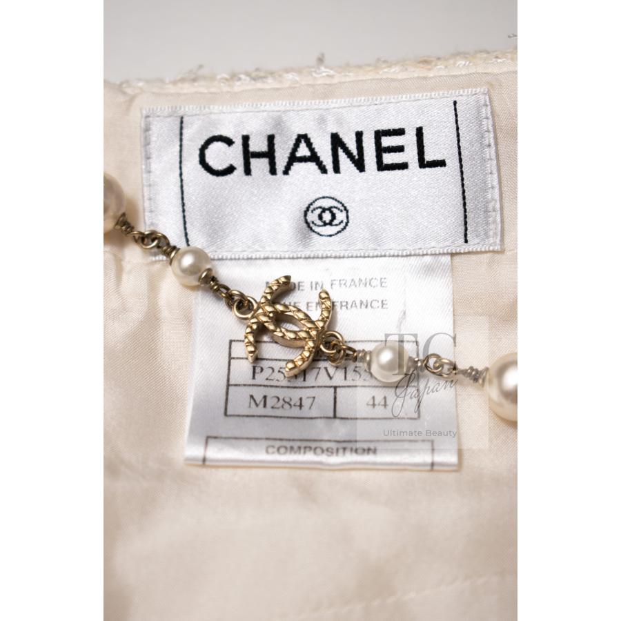 シャネル スカート CHANEL アイボリー スパコール 美人見え ルサージュ ツイード カール・ラガーフェルド作 超美品 42 44の画像