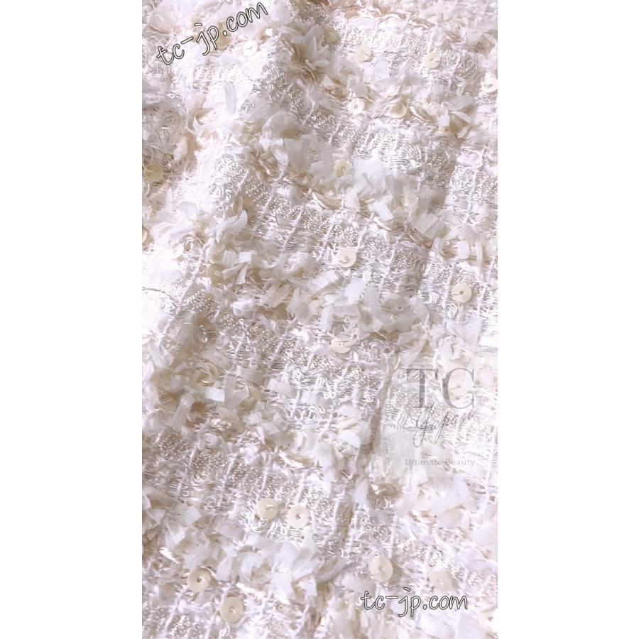 シャネル スカート CHANEL アイボリー スパコール 美人見え ルサージュ ツイード カール・ラガーフェルド作 超美品 42 44の画像
