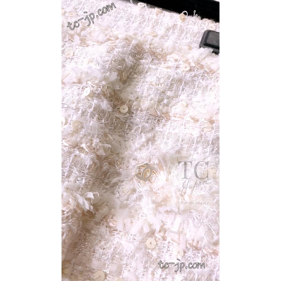 シャネル スカート CHANEL アイボリー スパコール 美人見え ルサージュ ツイード カール・ラガーフェルド作 超美品 42 44の画像