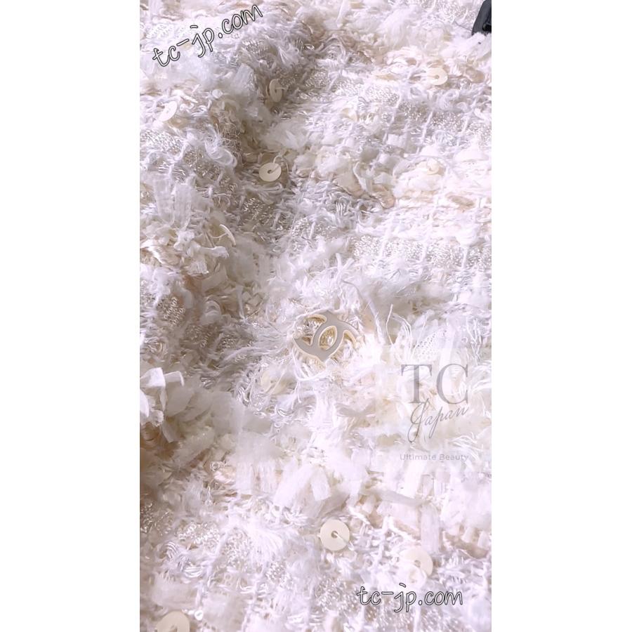 シャネル スカート CHANEL アイボリー スパコール 美人見え ルサージュ ツイード カール・ラガーフェルド作 超美品 42 44の画像