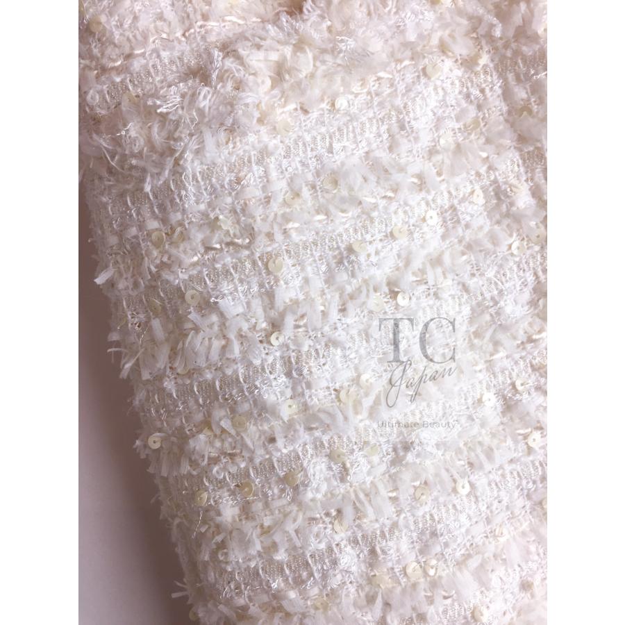 シャネル スカート CHANEL アイボリー スパコール 美人見え ルサージュ ツイード カール・ラガーフェルド作 超美品 42 44の画像