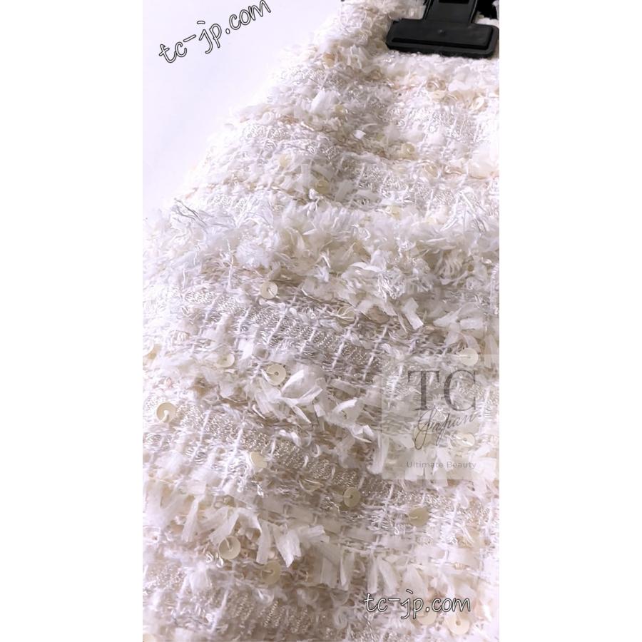 シャネル スカート CHANEL アイボリー スパコール 美人見え ルサージュ ツイード カール・ラガーフェルド作 超美品 42 44の画像