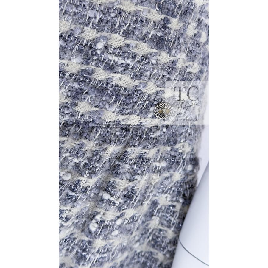 シャネル スカート CHANEL グレー シルバー ふんわり ウール カシミヤ ツイード ランウェイ登場 カール・ラガーフェルド 美品 36 38の画像