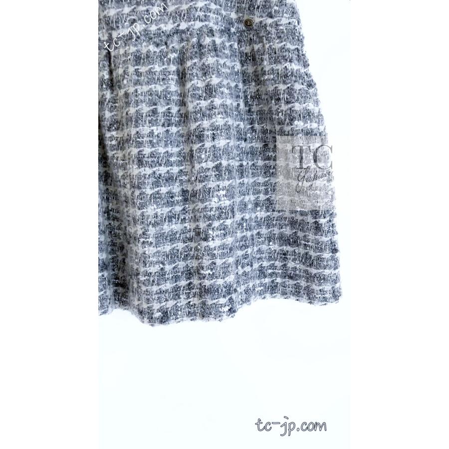 シャネル スカート CHANEL グレー シルバー ふんわり ウール カシミヤ ツイード ランウェイ登場 カール・ラガーフェルド 美品 36 38の画像