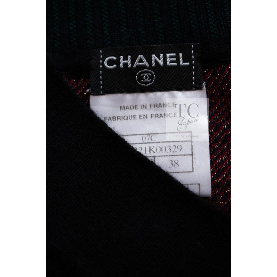 シャネル スカート CHANEL ブラック セントラルステーション 電車 コットン カシミヤ ニット カール・ラガーフェルド 超美品 38の画像